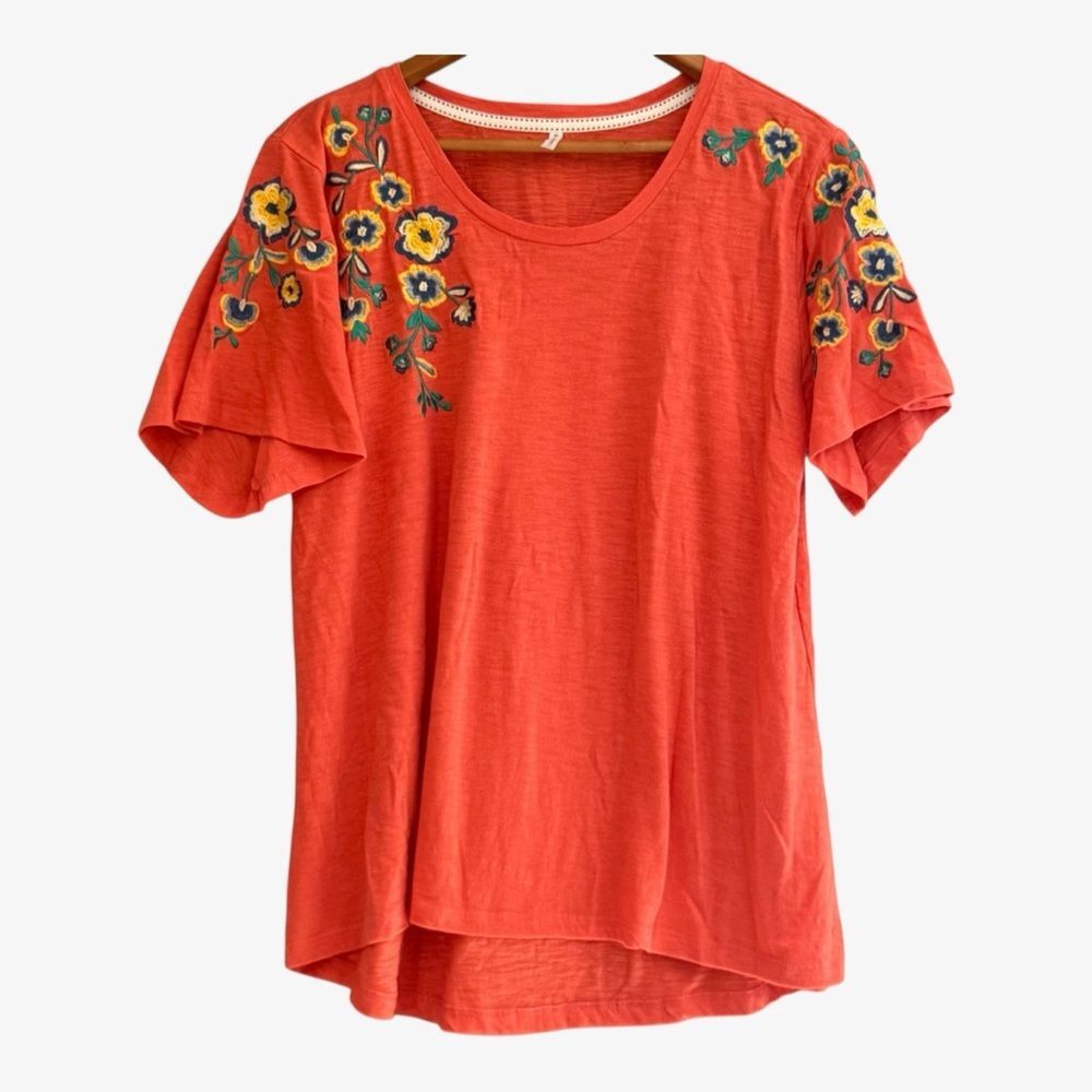 Embroidered Floral Peach Women's Top